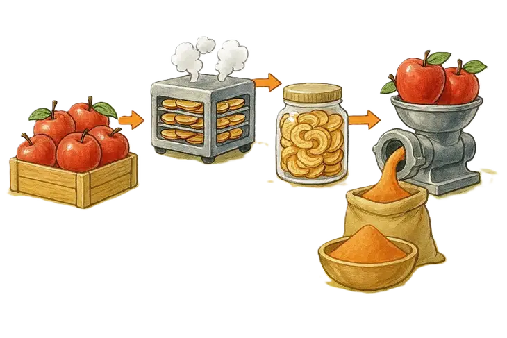 Elma tozu nedir ve nasıl yapılır sorusuna cevap veren bir görsel