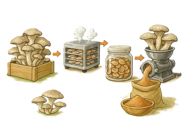 istiridye mantarı tozu nedir ve nasıl yapılır sorusuna cevap veren bir görsel