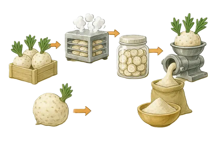 kereviz kök tozu nedir ve nasıl yapılır sorusuna cevap veren bir görsel