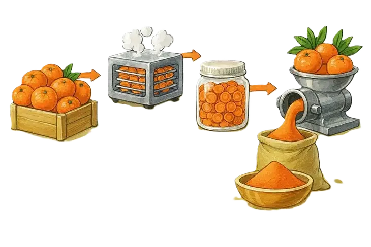 Mandalina tozu nedir ve nasıl yapılır sorusuna cevap veren bir görsel