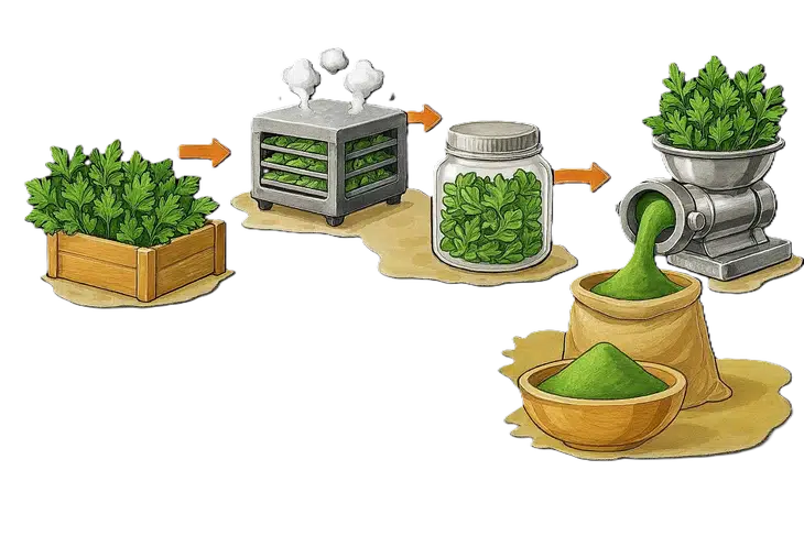 maydanoz tozu nedir ve nasıl yapılır sorusuna cevap veren bir görsel