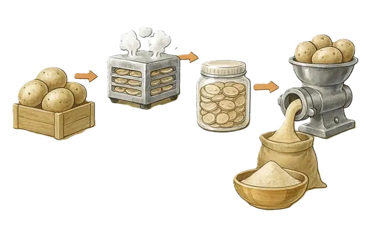 patates tozu nedir ve nasıl yapılır sorusuna cevap veren bir görsel