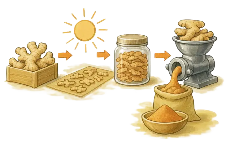 zencefil tozu nedir ve nasıl yapılır sorusuna cevap veren bir görsel